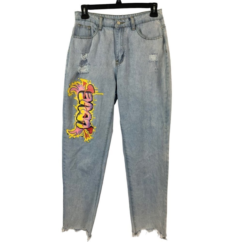 Shein Women's Love Light Blue Jeans